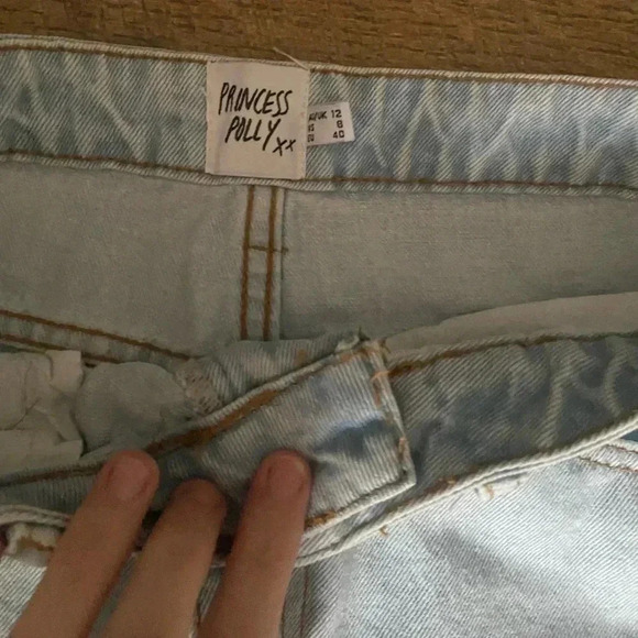 Princess Polly Y2K Light Wash baggy Straight Leg Denim Jeans Size 8 - Picture 3 of 5